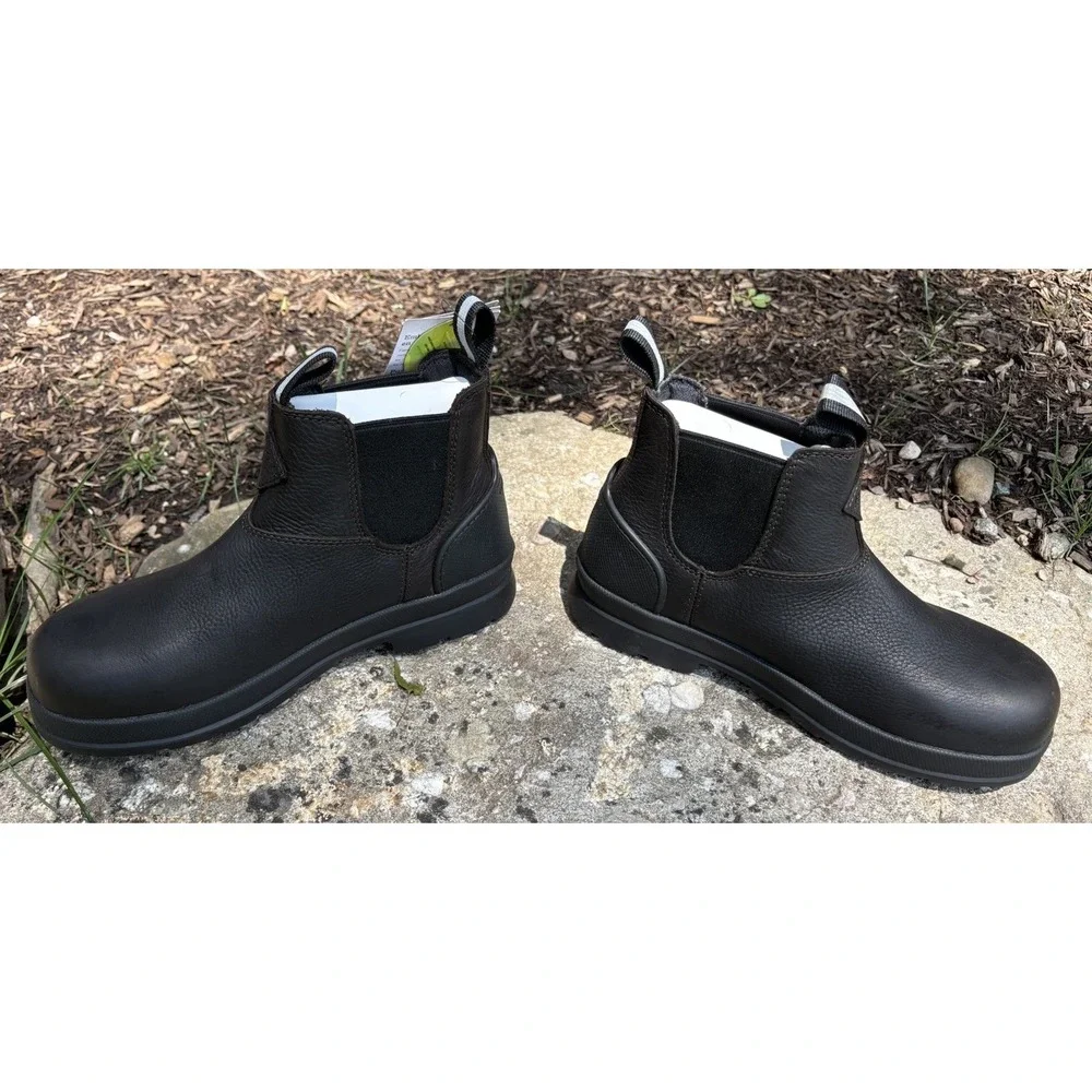 Muck Boots Mens 7.5 D Chore Farm Dark Brown Leather Waterproof  Chelsea Comp Toe